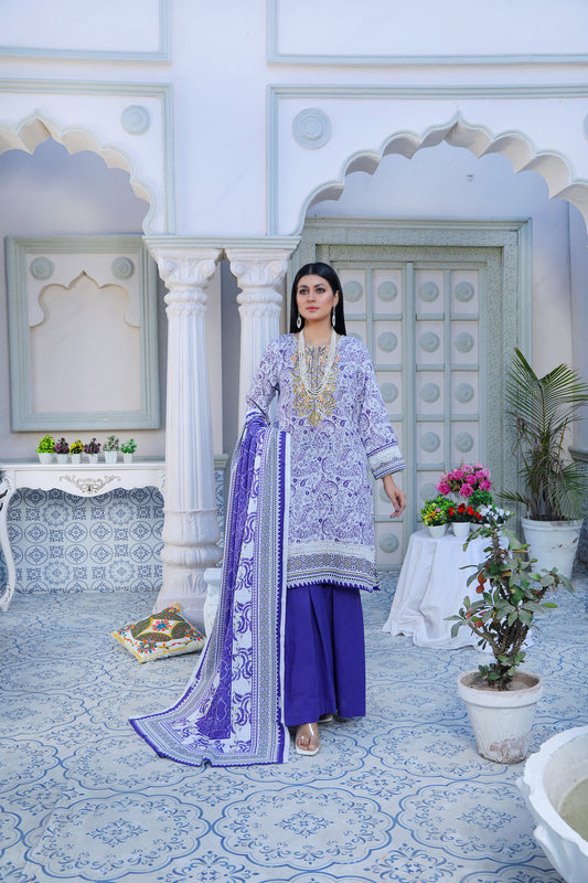 Unstitched 3 Piece Embroidered Khaddar Suit